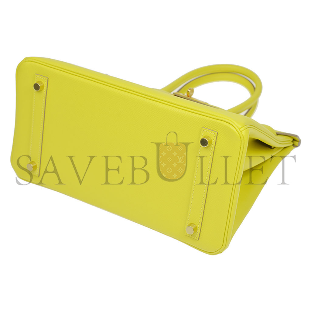 H**mes master birkin 30 epsom leather lemon yellow gold buckle high end bag h028369cc9r (30*23*15cm)